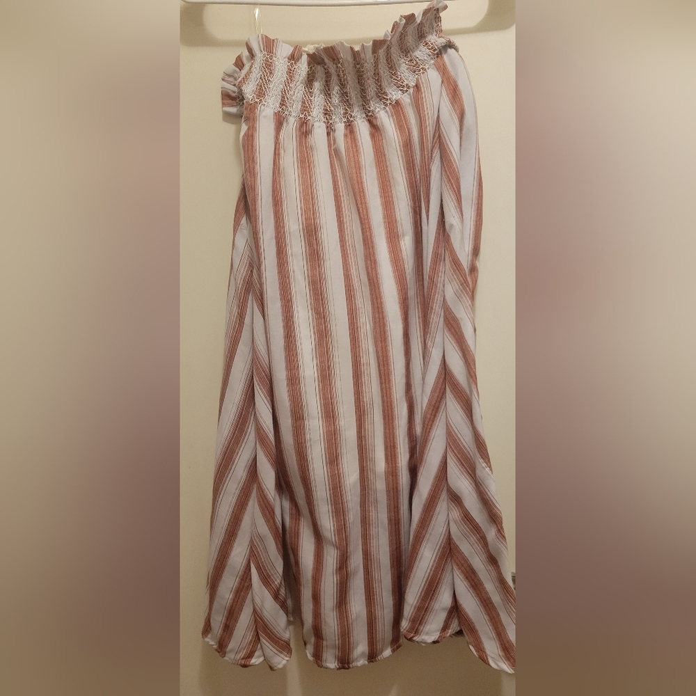 Flint And Moss White And Rust Striped Skirt - image 1